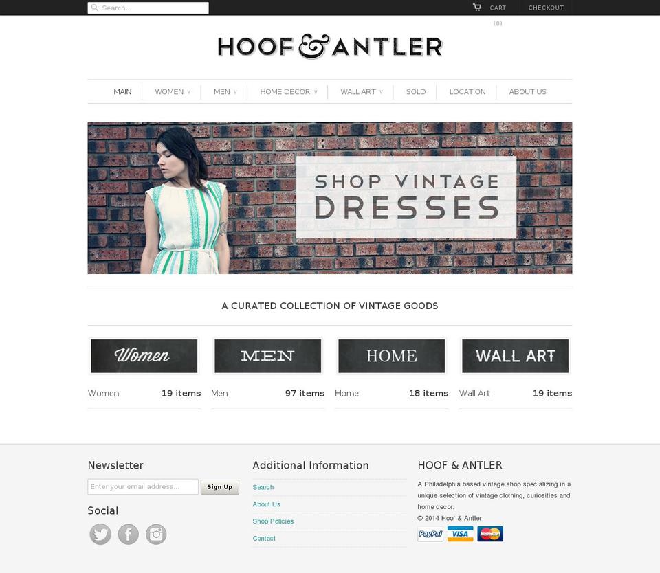 hoofandantler.com shopify website screenshot