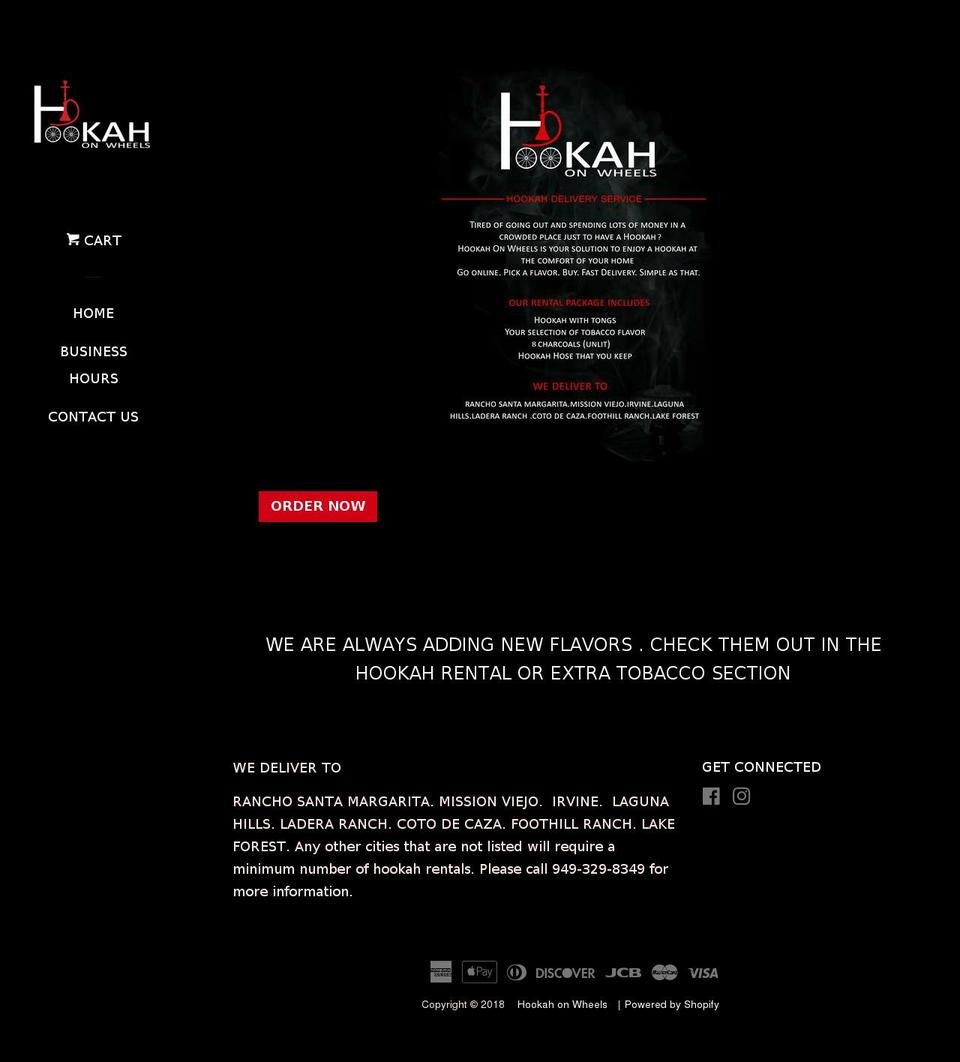 hookahonwheels.net shopify website screenshot