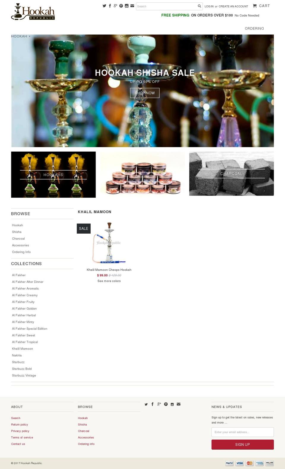 hookahrepublic.net shopify website screenshot