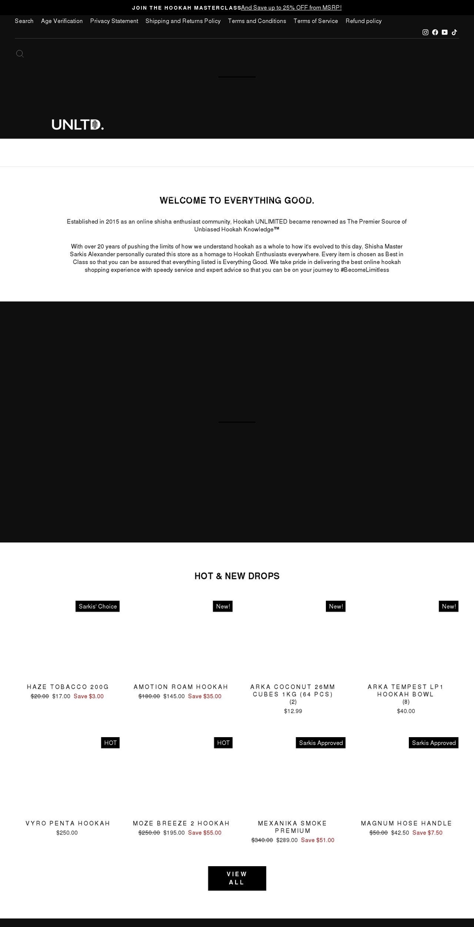 hookahunltd.com shopify website screenshot