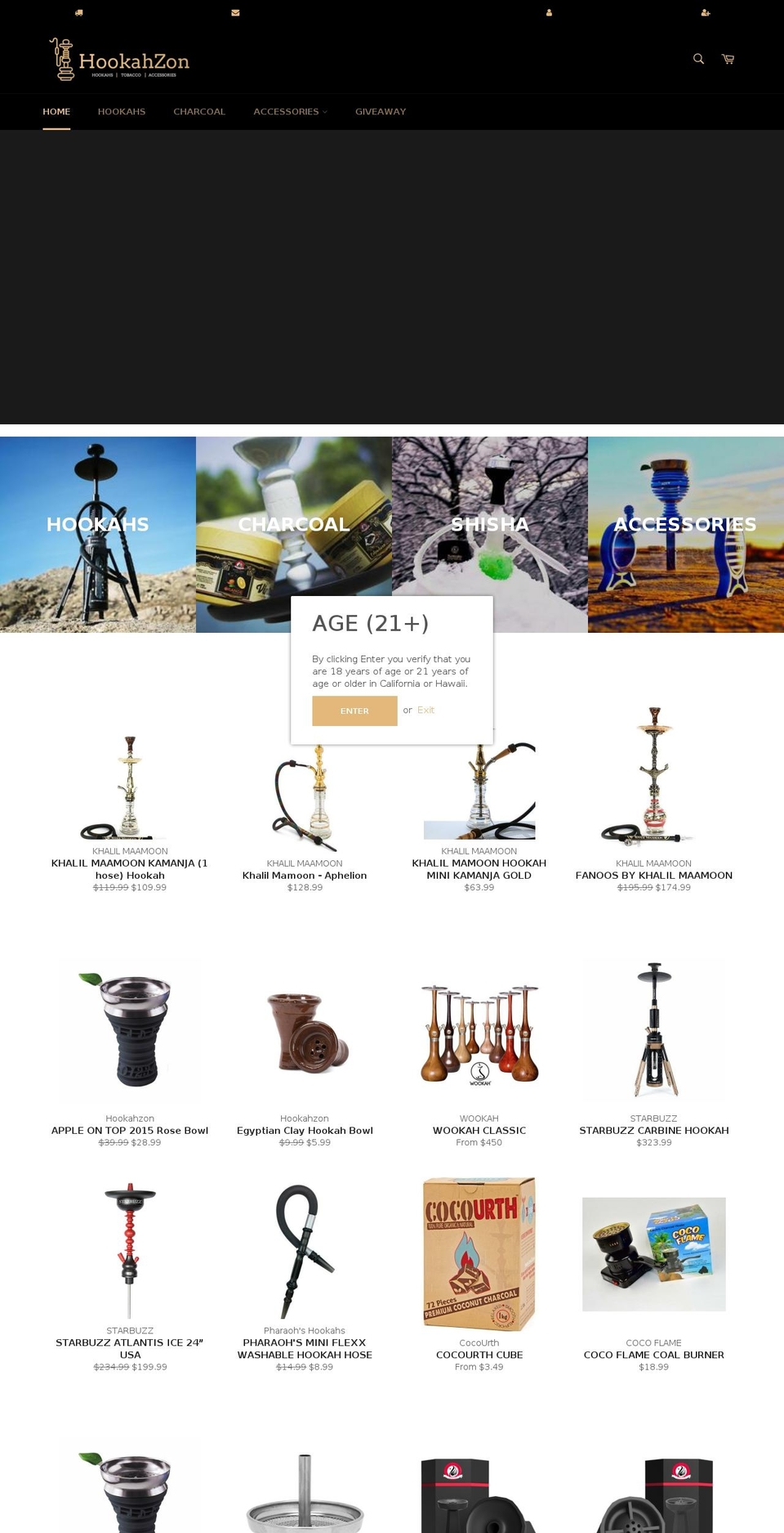 Copy of venture Shopify theme site example hookahzon.com