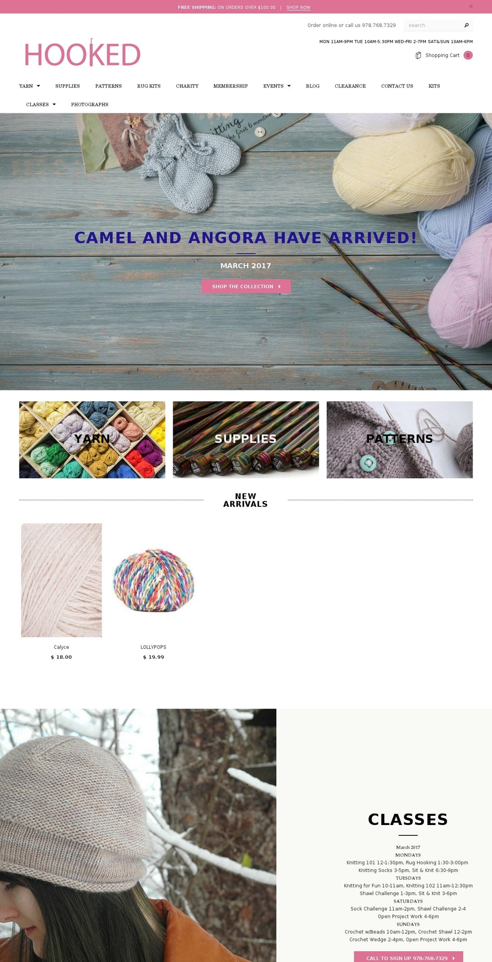 hookedknitting.com shopify website screenshot