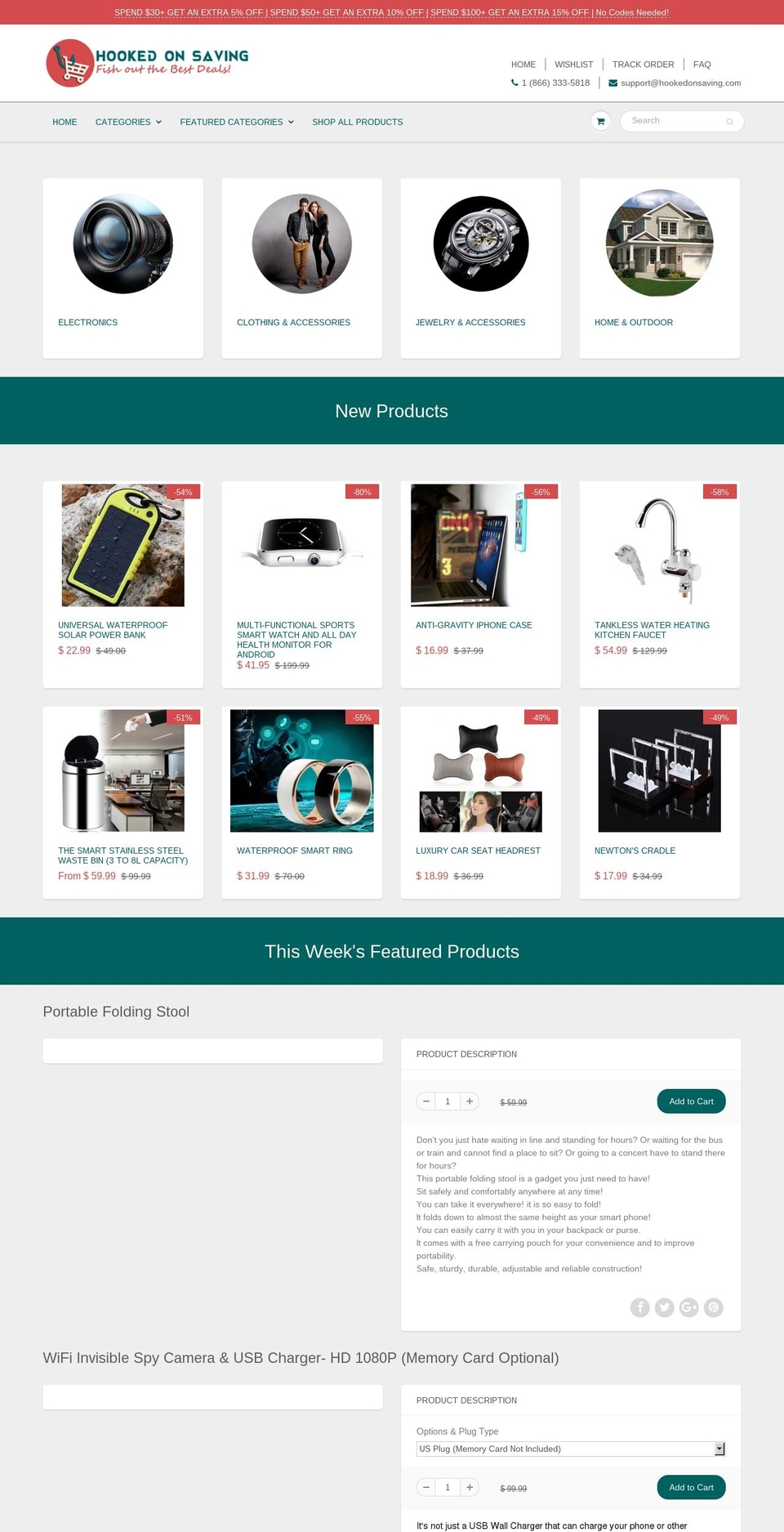 hookedonsaving.com — Shopify storefront screenshot