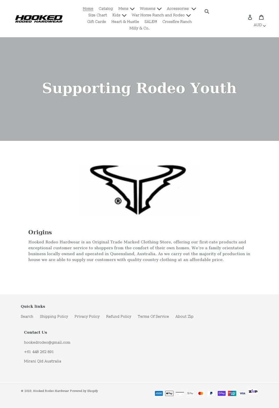 hookedrodeohardwear.com.au shopify website screenshot