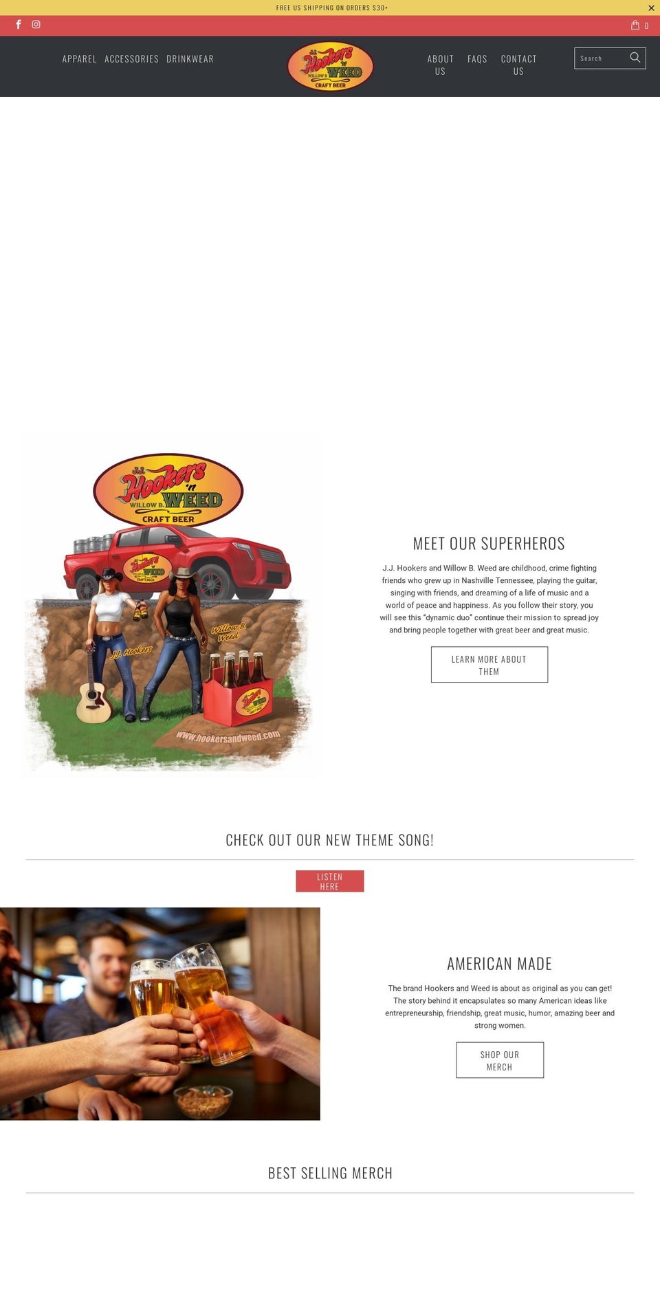 hookersandweed.com shopify website screenshot