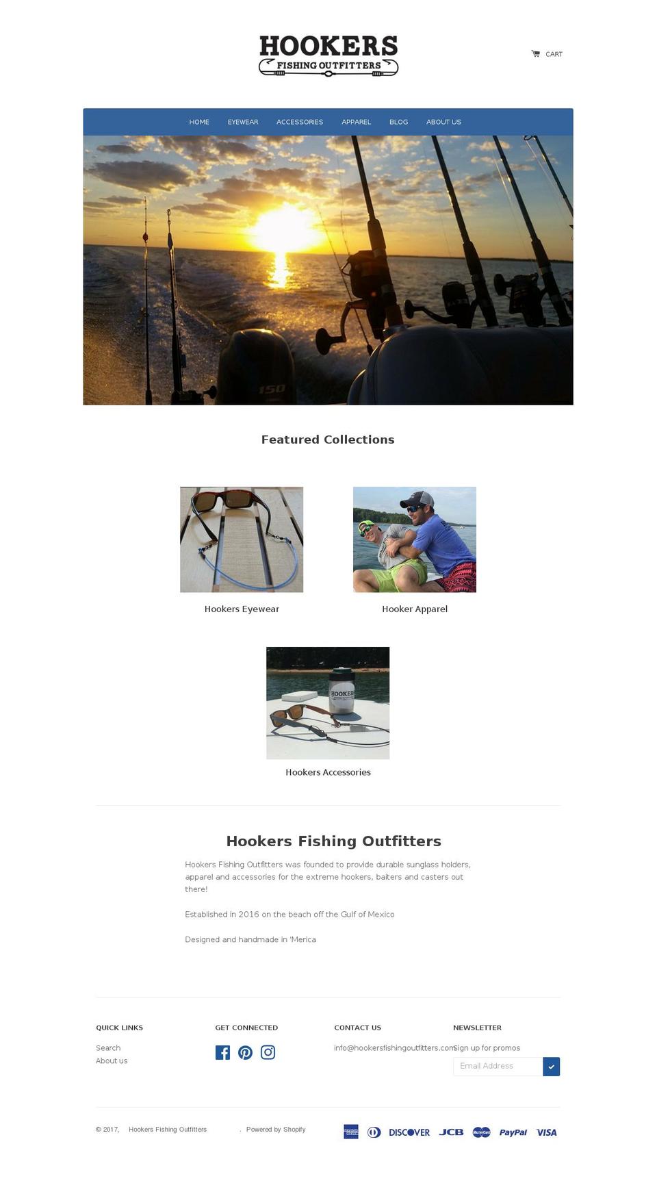 hookersfishingco.com shopify website screenshot