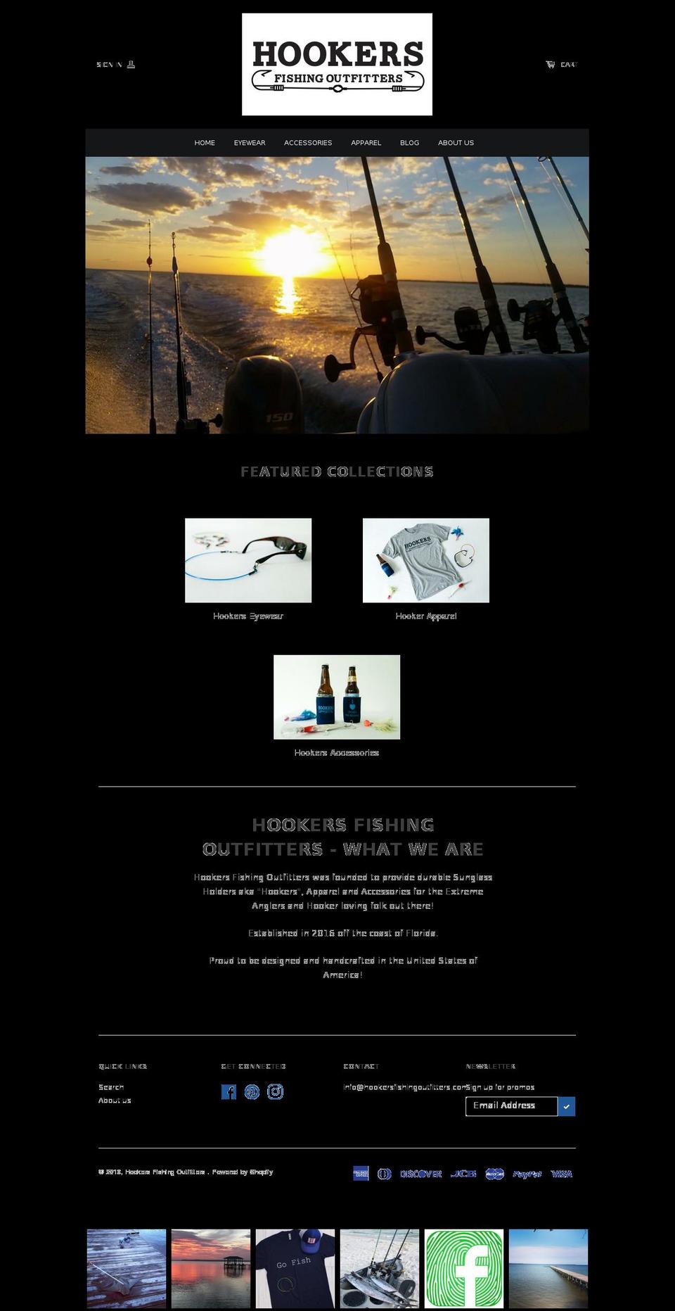 hookersfishingoutfitters.com shopify website screenshot