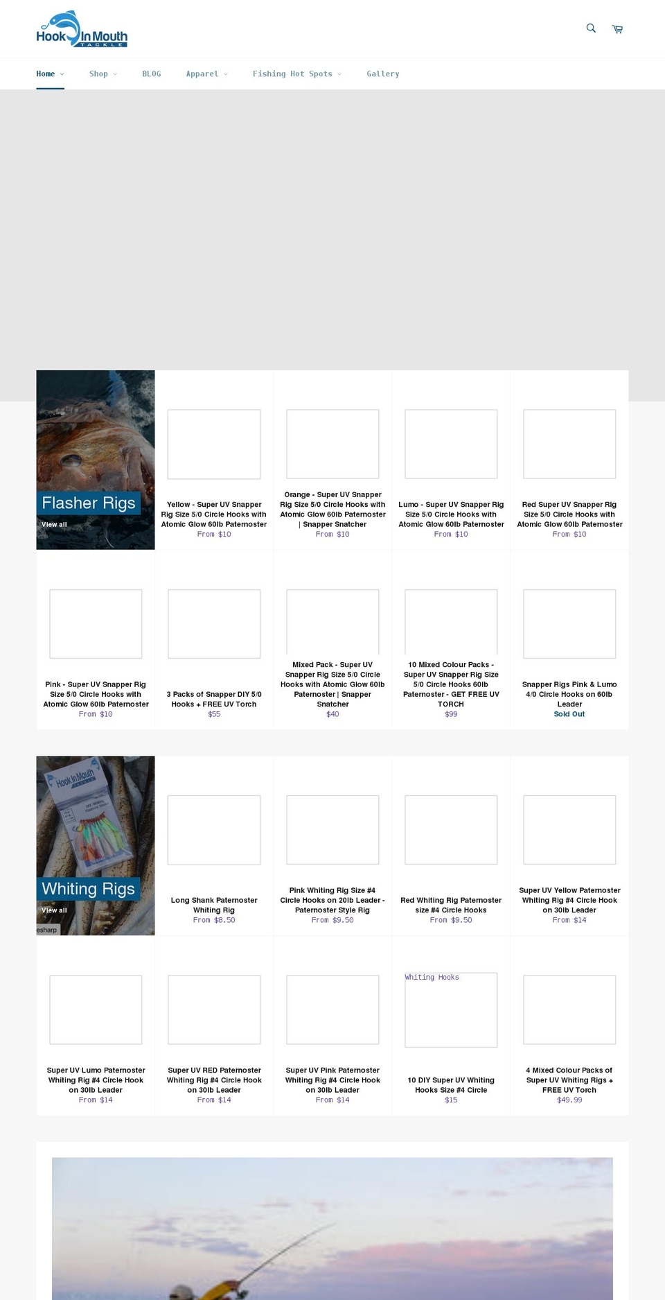 hookinmouthtackle.com shopify website screenshot