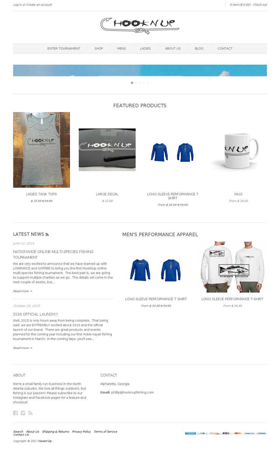 hooknupfishing.us shopify website screenshot