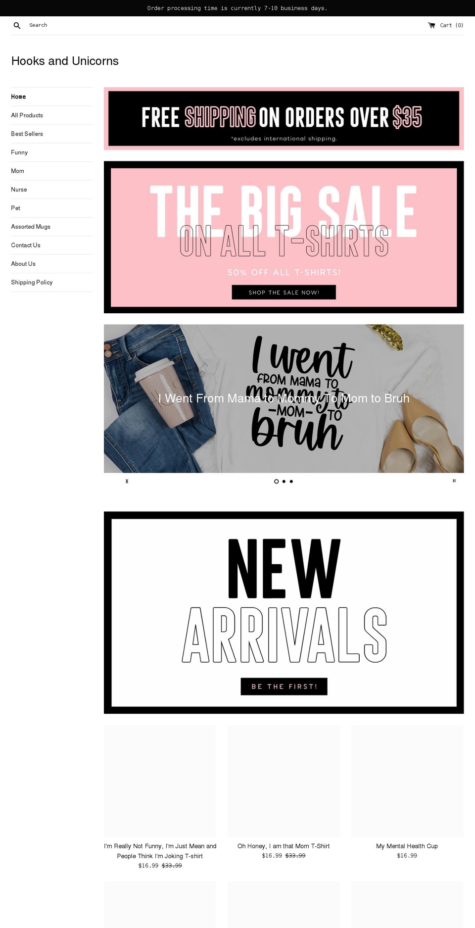 hooksandunicorns.com shopify website screenshot