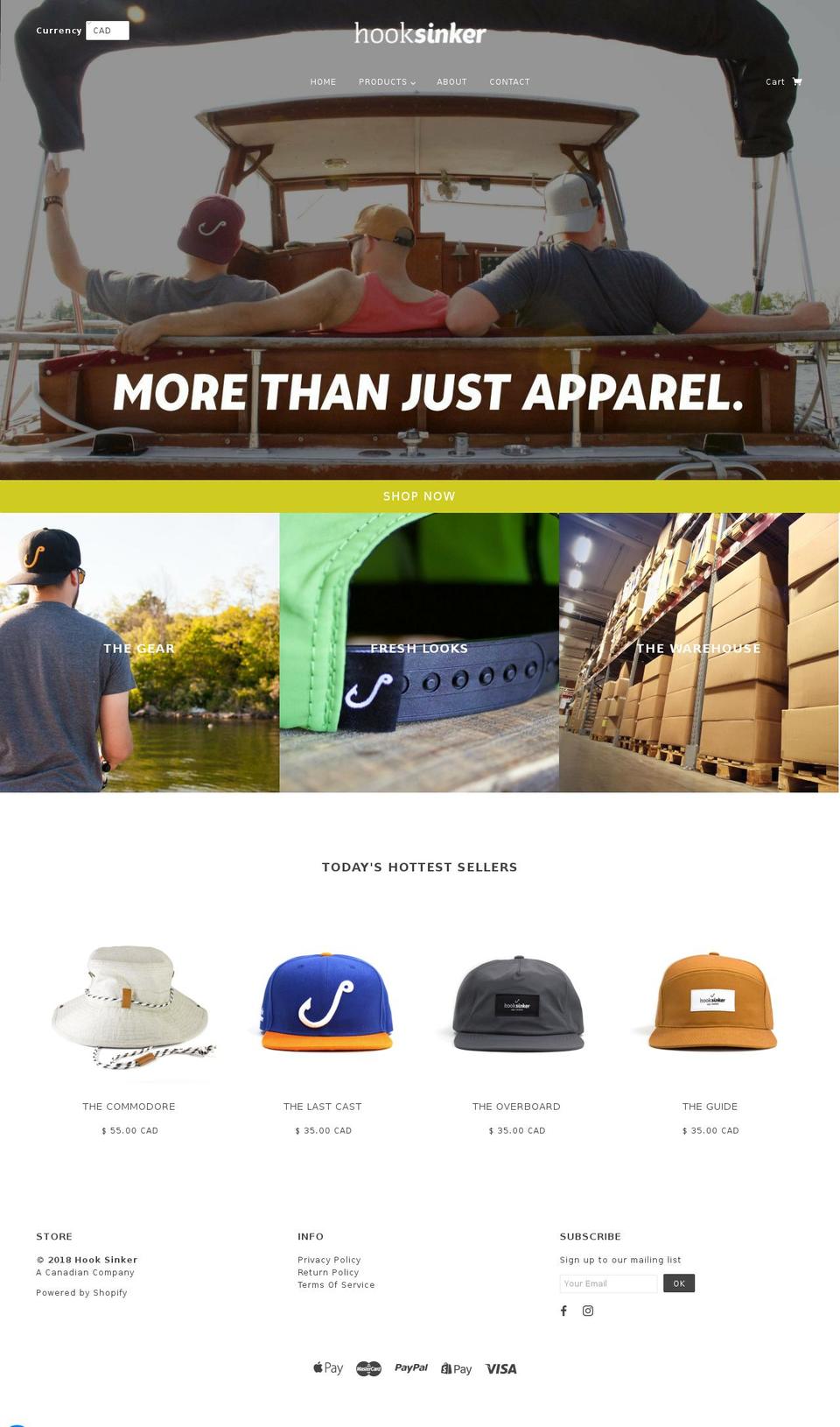 hooksinker.shop shopify website screenshot