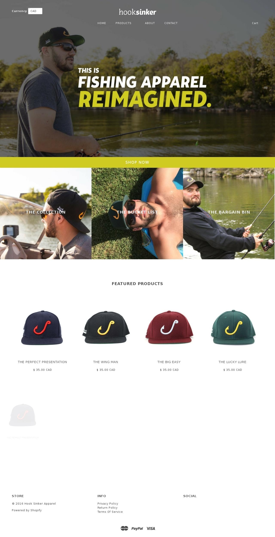 hooksinkerapparel.com shopify website screenshot