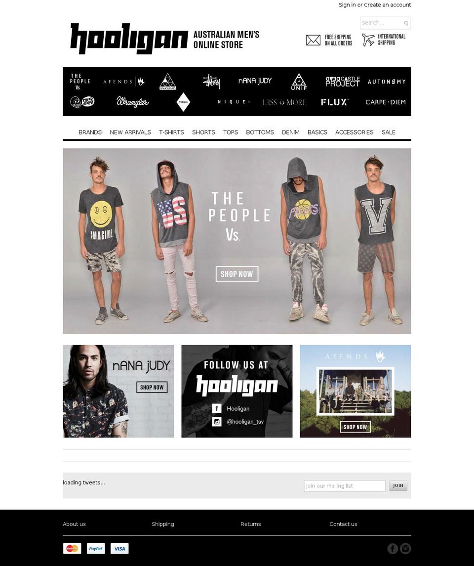 hooligan.com.au shopify website screenshot