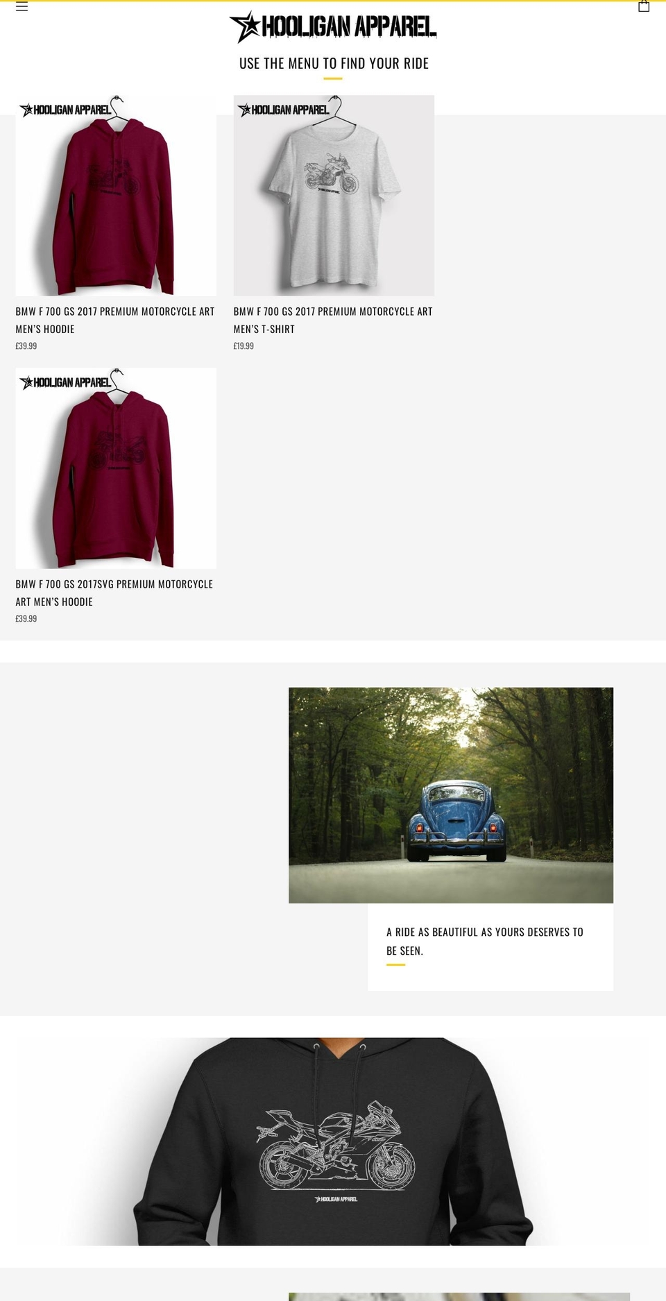 hooliganapparel.co.uk shopify website screenshot