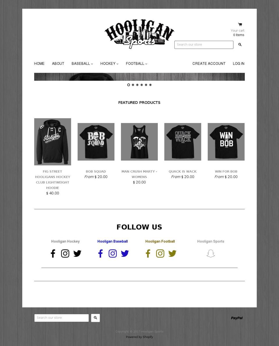 hooliganbaseball.net shopify website screenshot