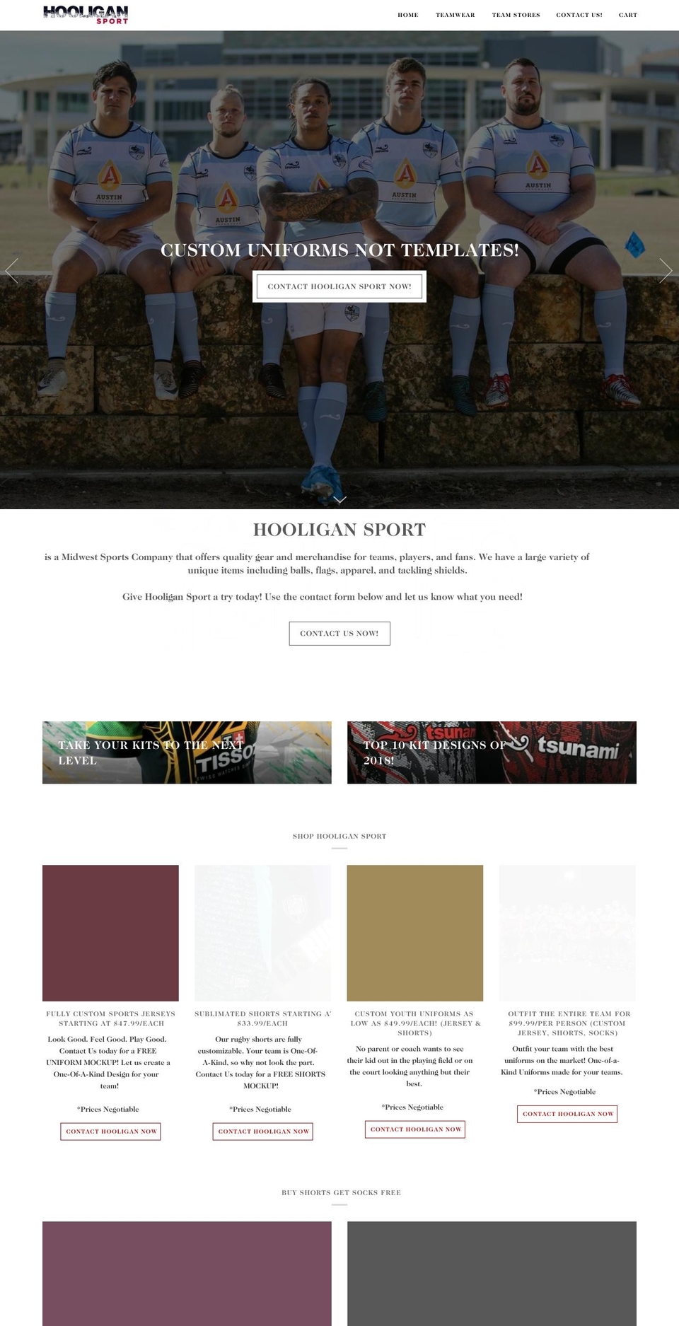 hooligansport.com shopify website screenshot