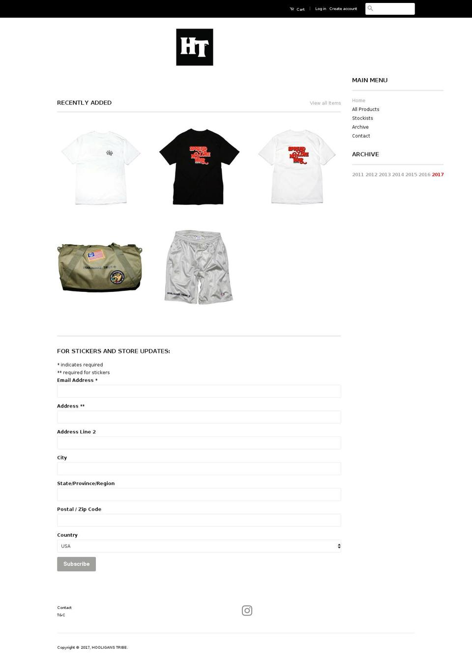 Simple Shopify theme site example hooliganstribe.com
