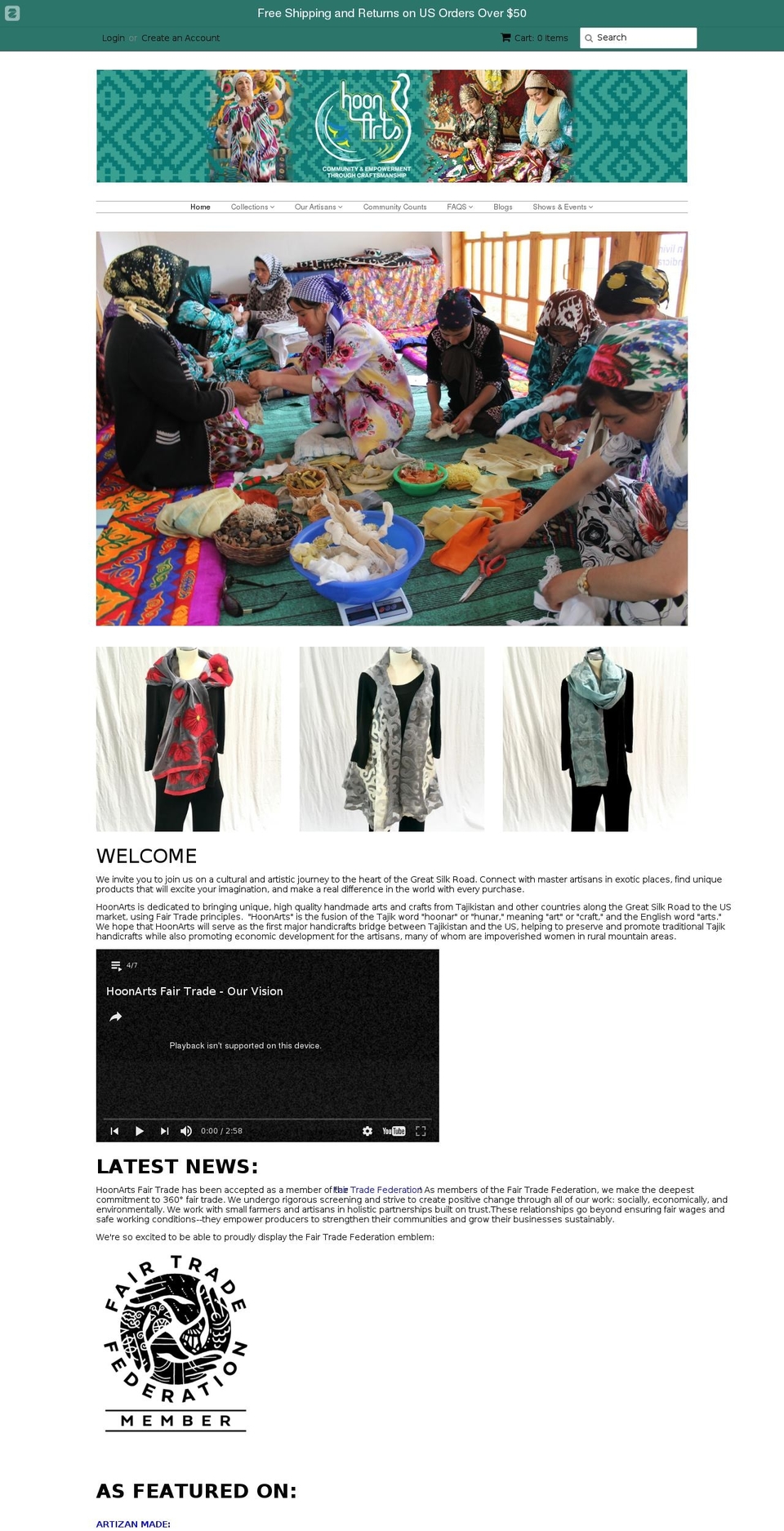 hoonarts.com shopify website screenshot