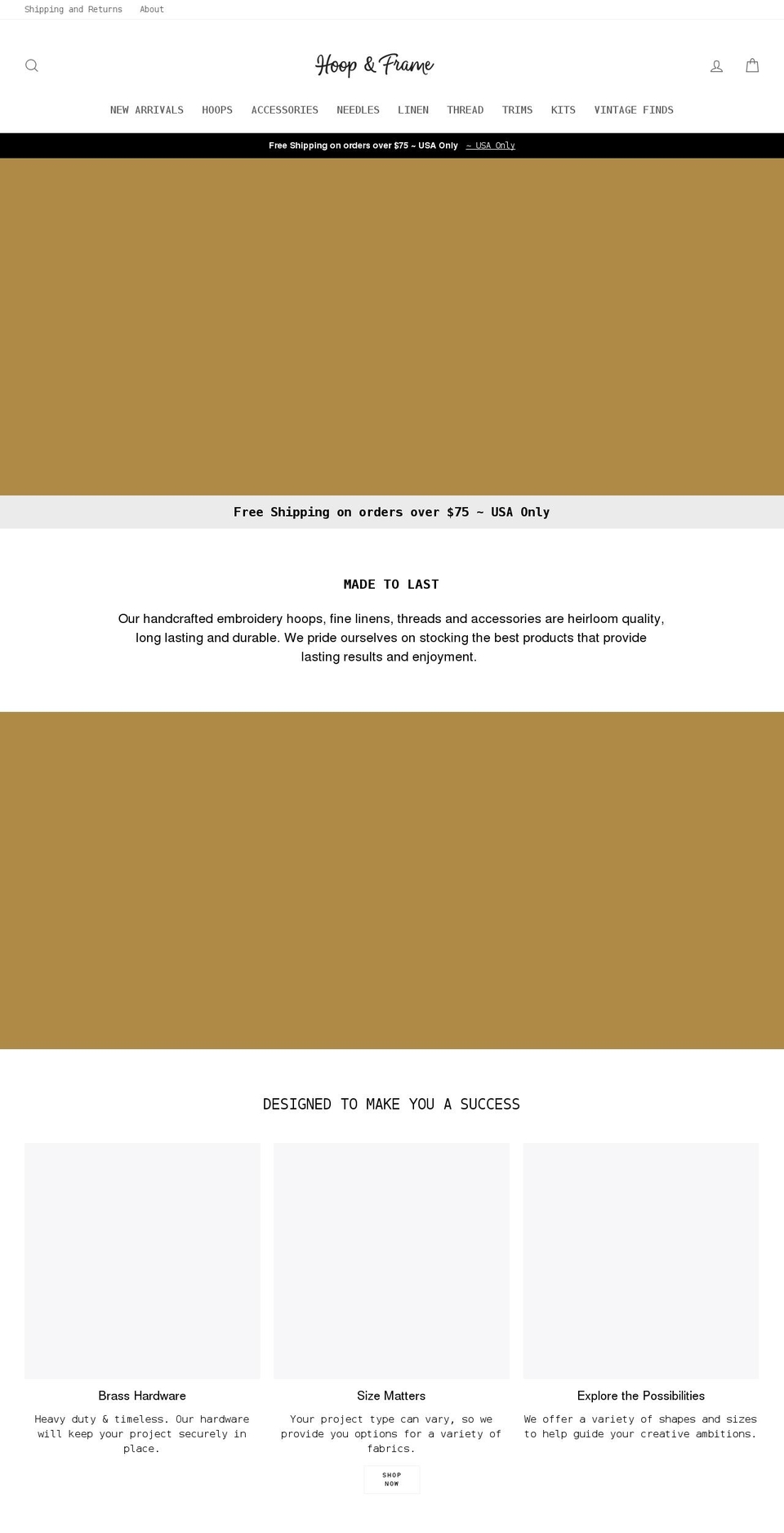 hoopandframe.com shopify website screenshot