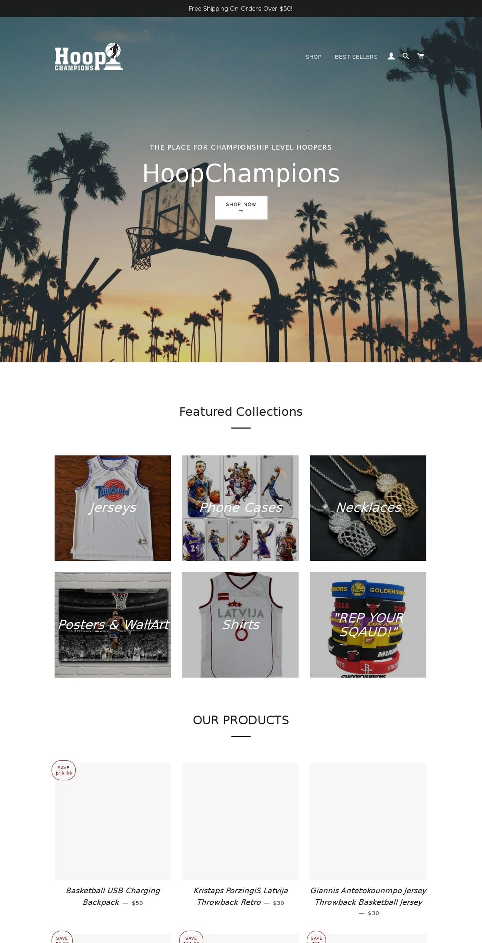 hoopchampions.com — Shopify storefront screenshot