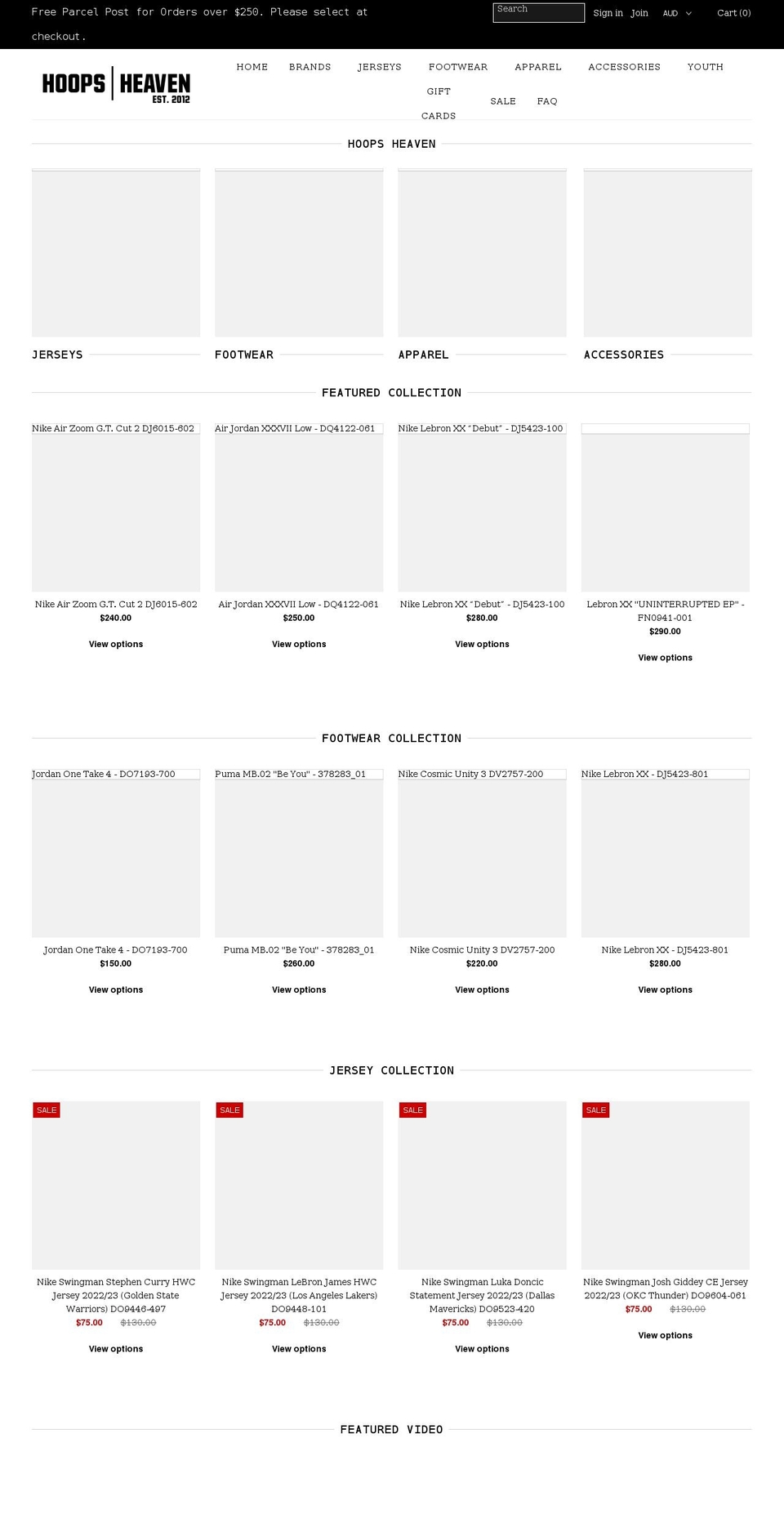 hoopsheaven.com.au shopify website screenshot