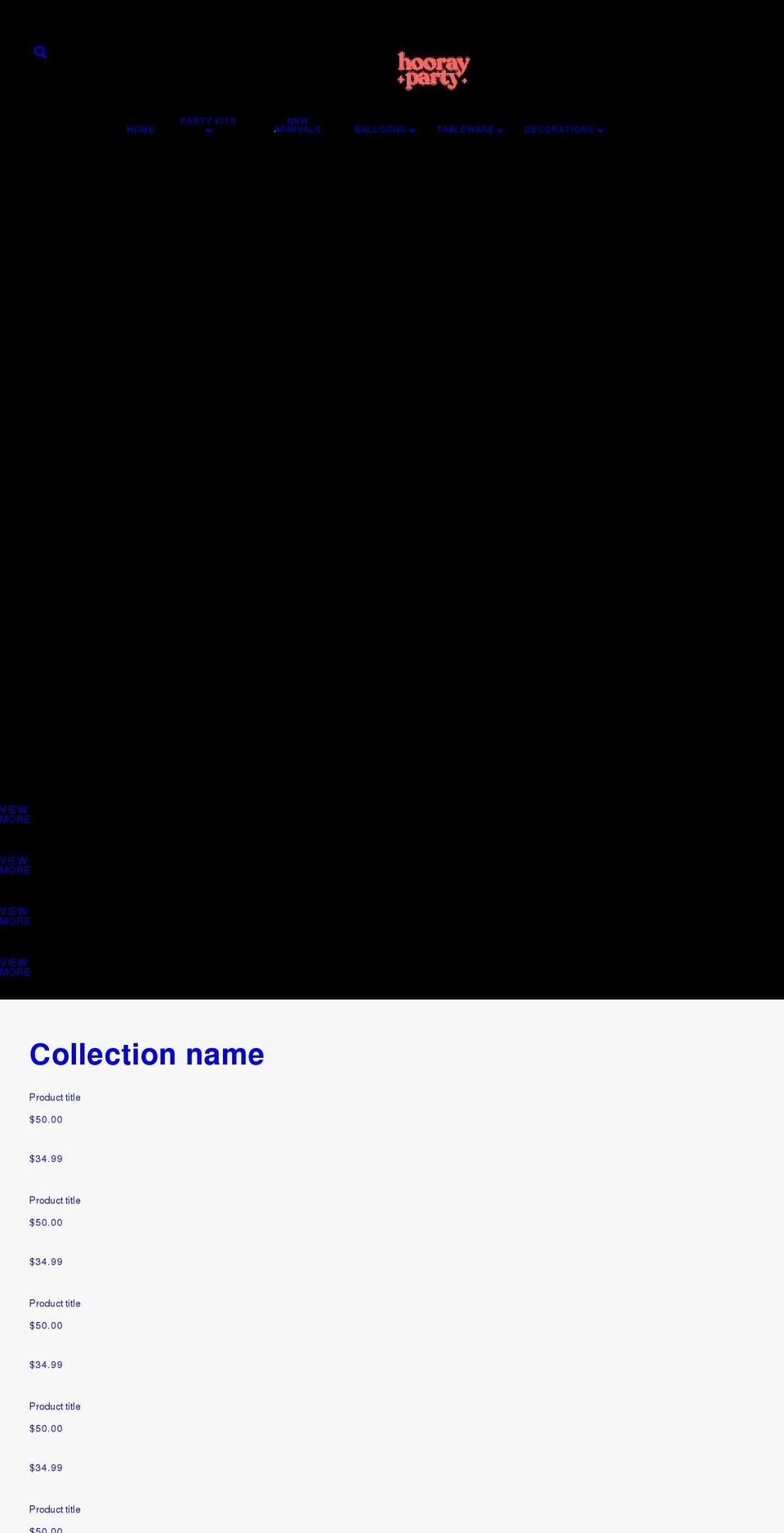 hoorayparty.co.uk shopify website screenshot
