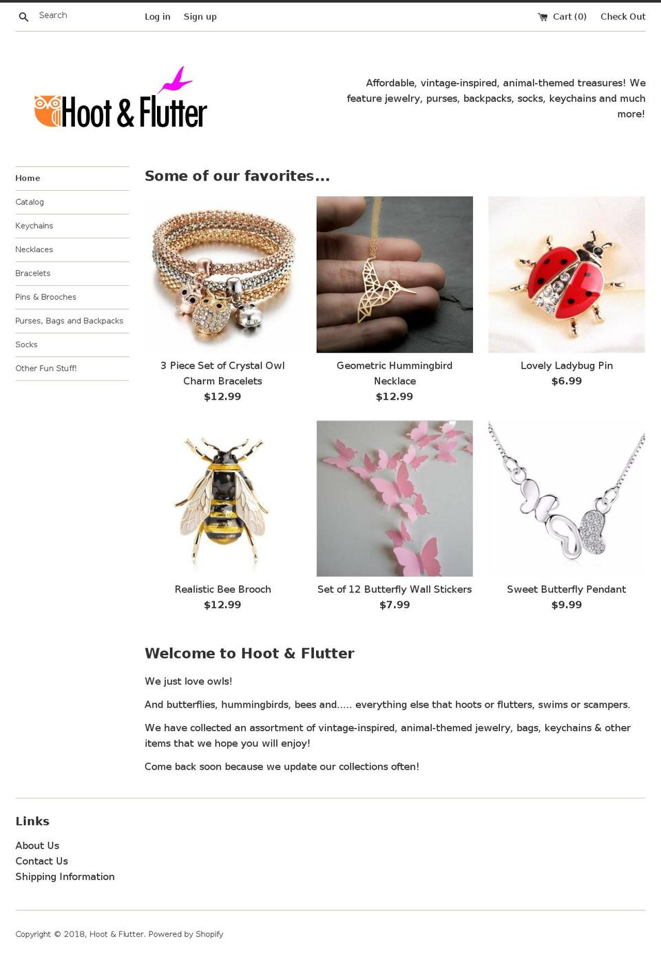 hootandflutter.com — Shopify storefront screenshot