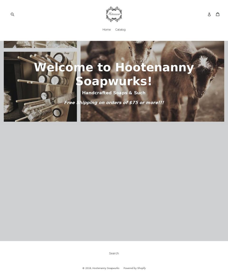 hootenanny-soapwurks.com — Shopify storefront screenshot