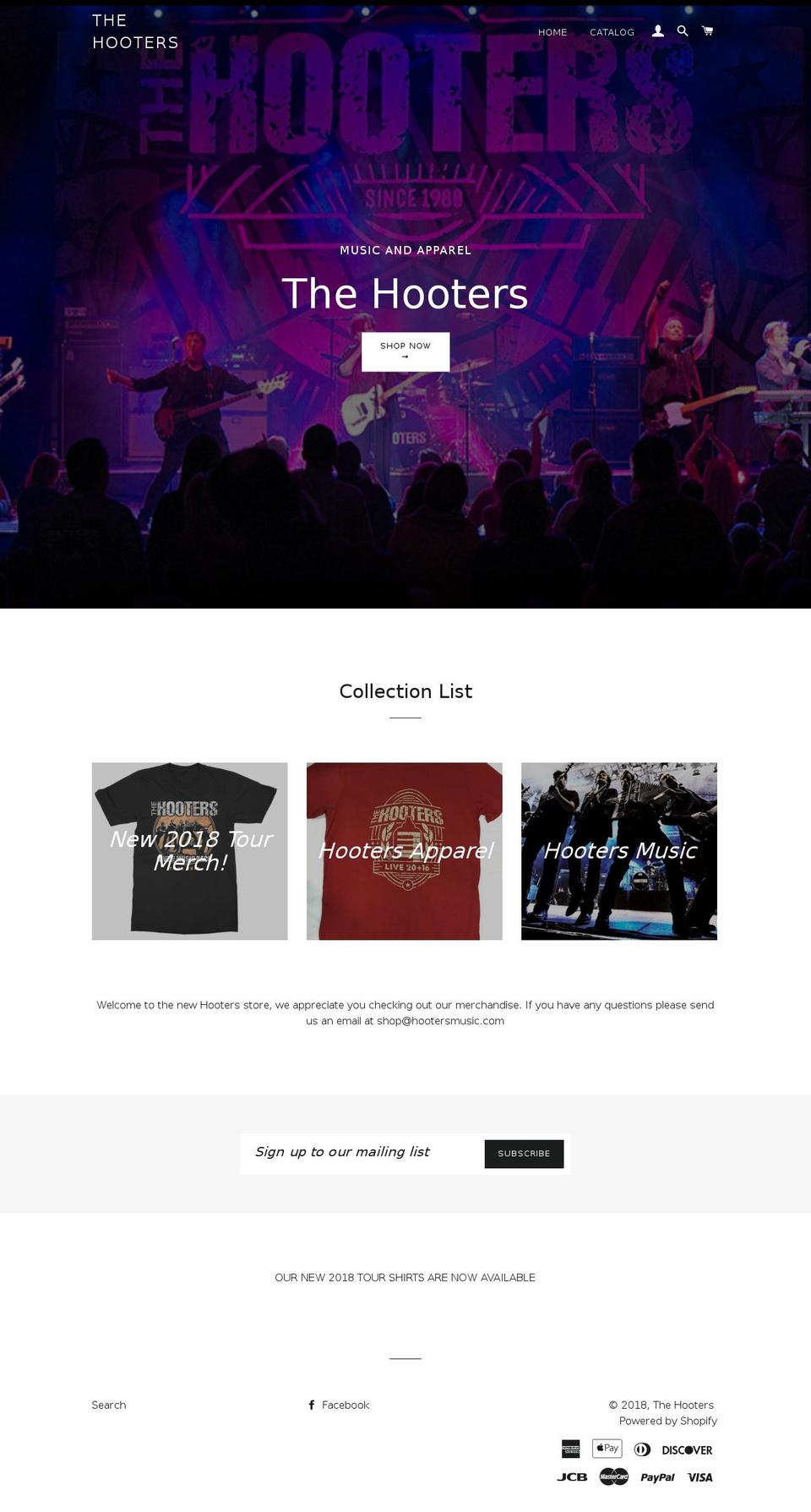 hootersmusicstore.com — Shopify storefront screenshot
