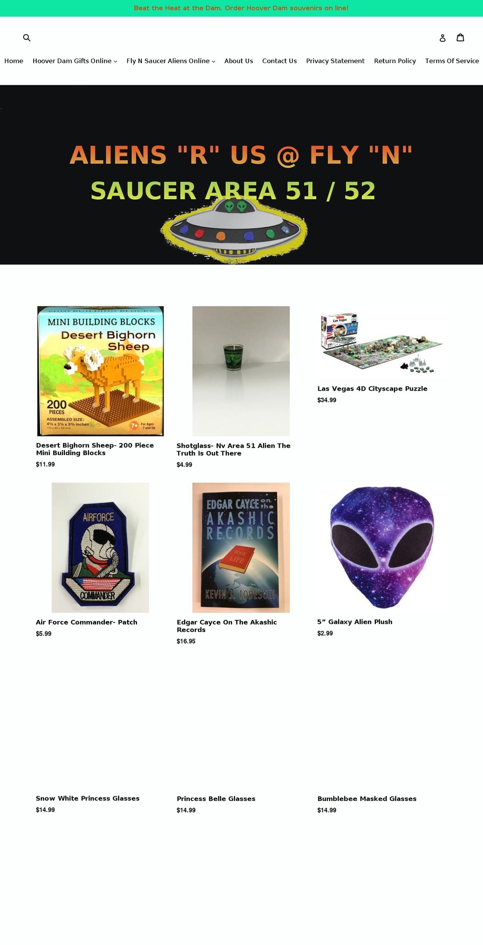 hooverdamstore.com — Shopify storefront screenshot