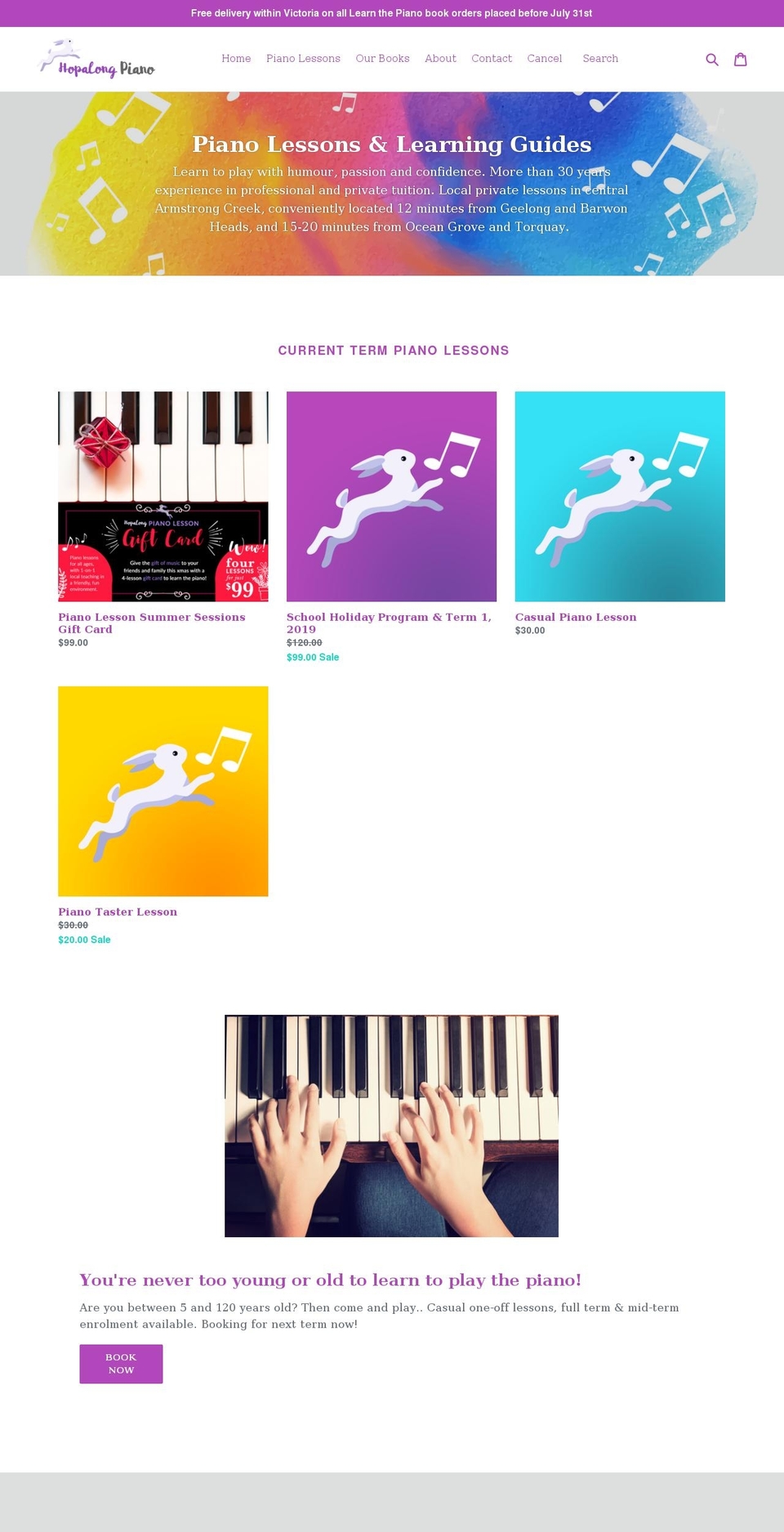 hopalongpiano.com.au shopify website screenshot