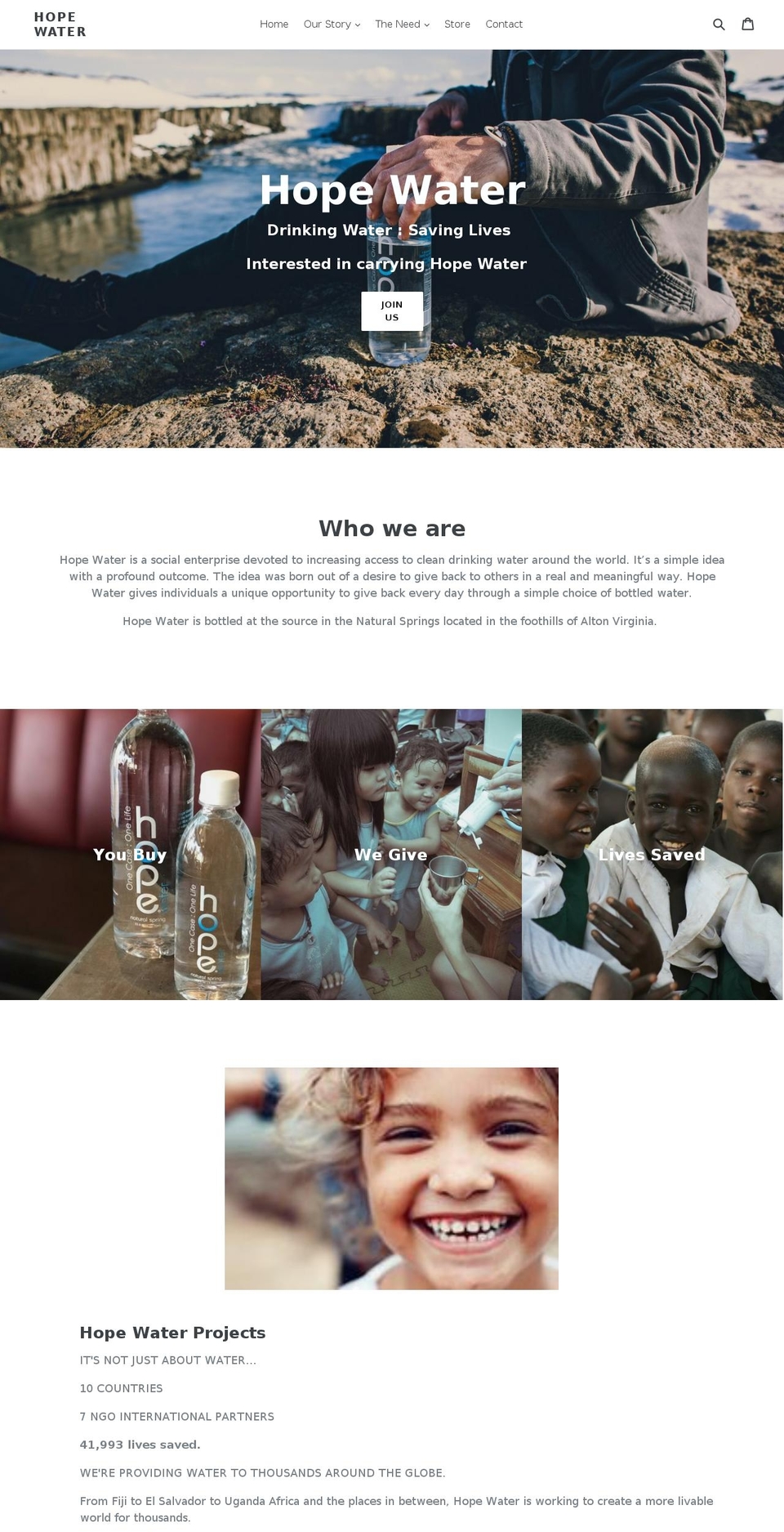 hope-water.com — Shopify storefront screenshot