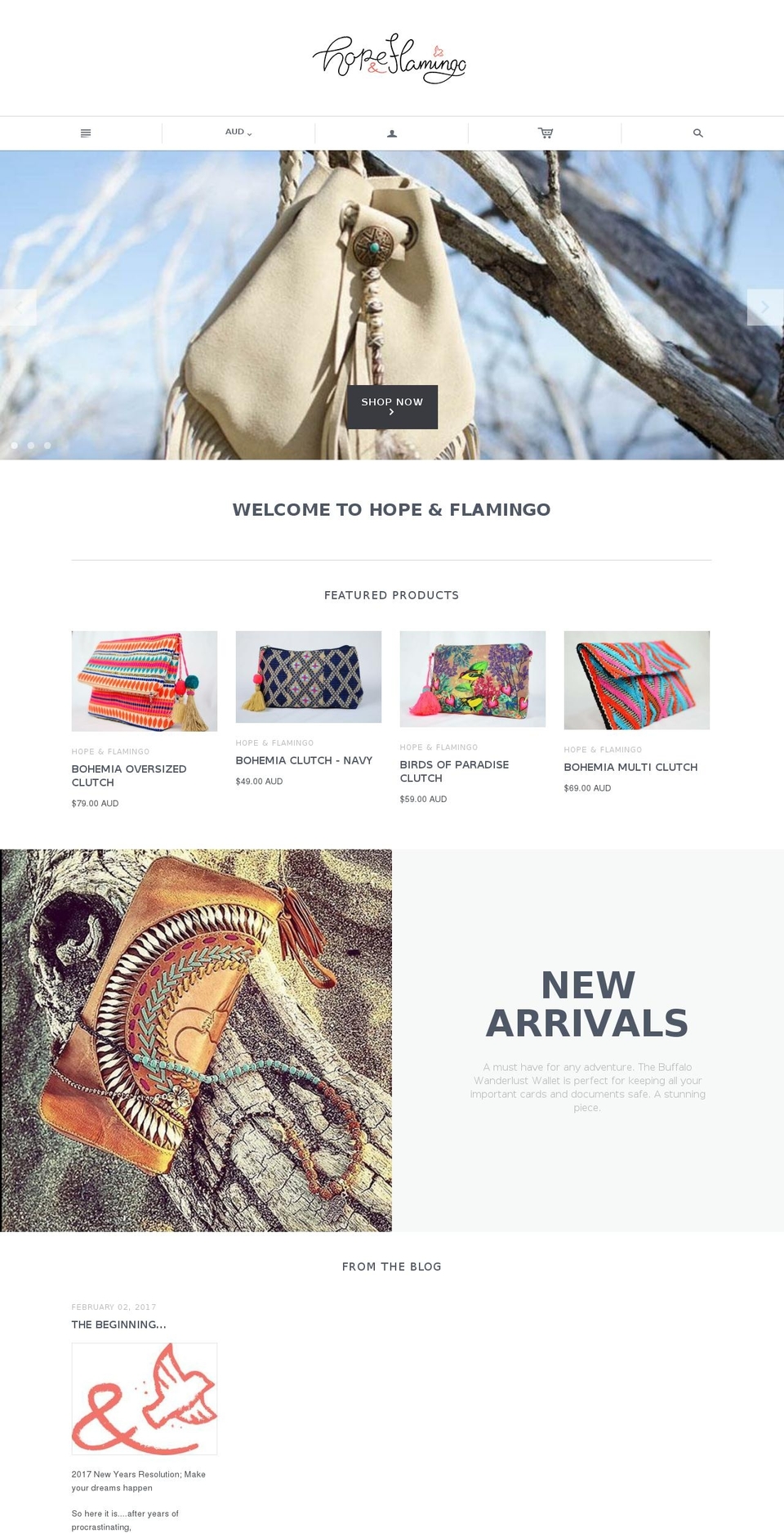 hopeandflamingo.com — Shopify storefront screenshot