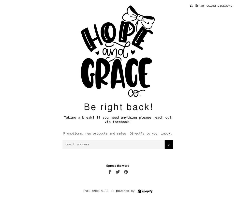 hopeandgraceco.com — Shopify storefront screenshot