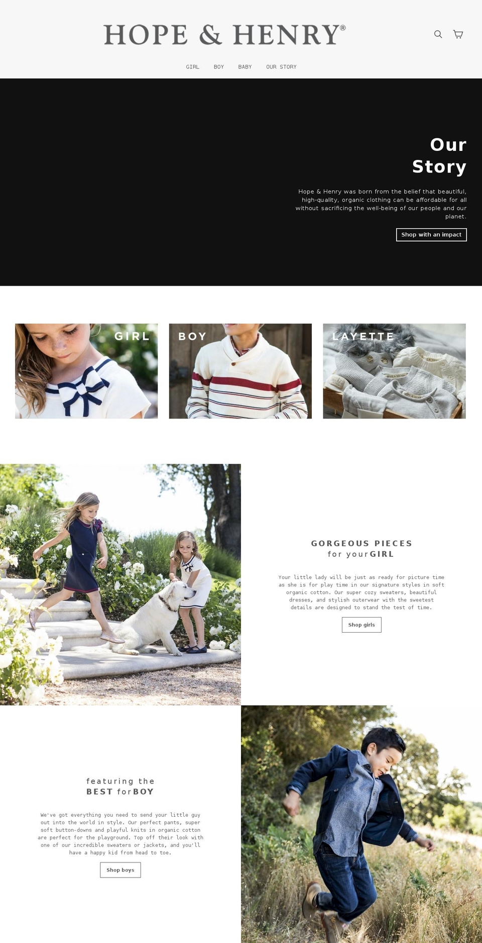 hopeandhenry.com — Shopify storefront screenshot