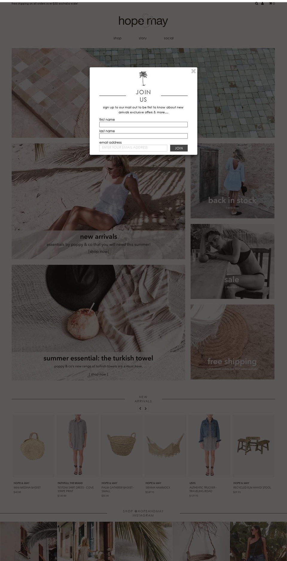 hopeandmay.com shopify website screenshot