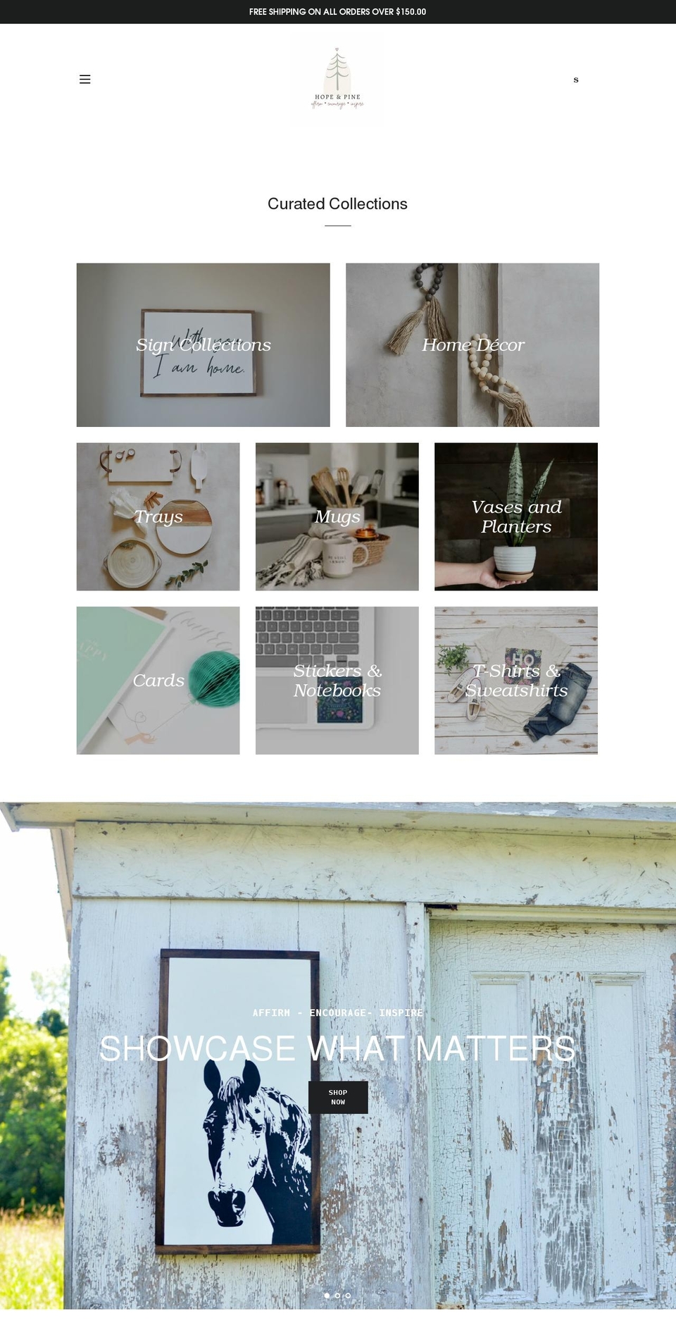 hopeandpine.com shopify website screenshot