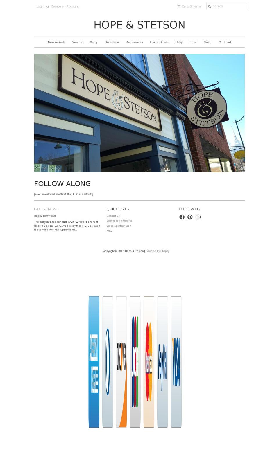 hopeandstetson.com shopify website screenshot