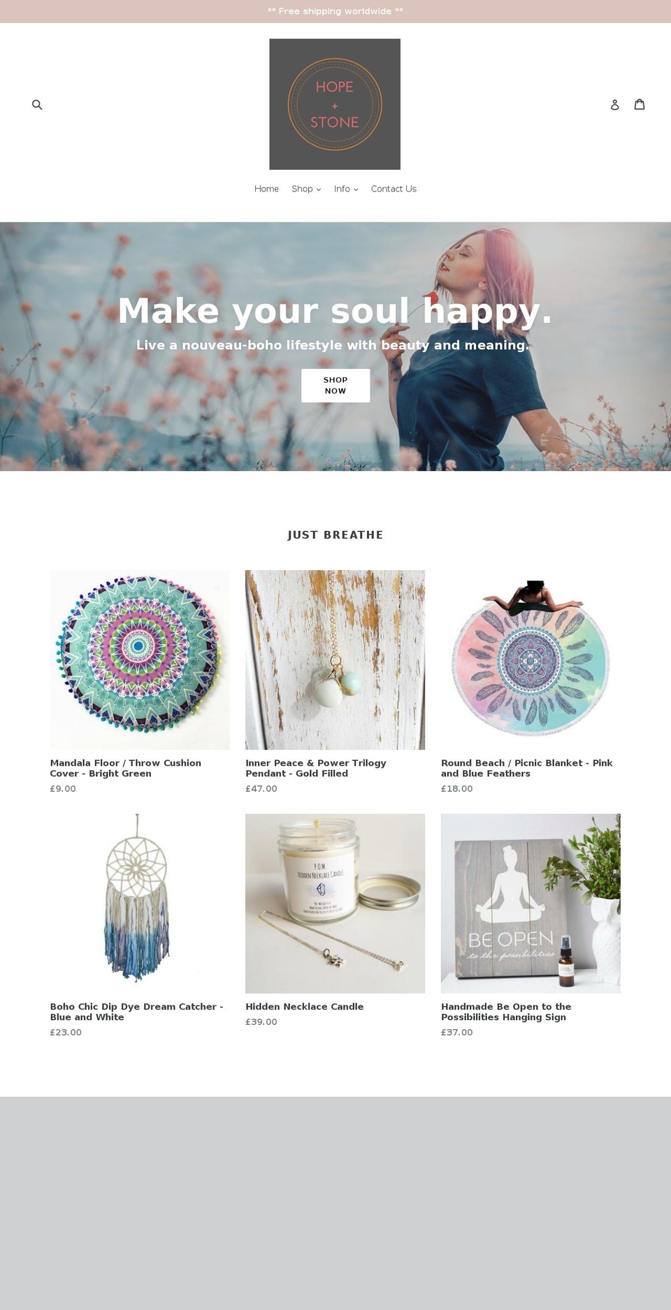 hopeandstone.com — Shopify storefront screenshot