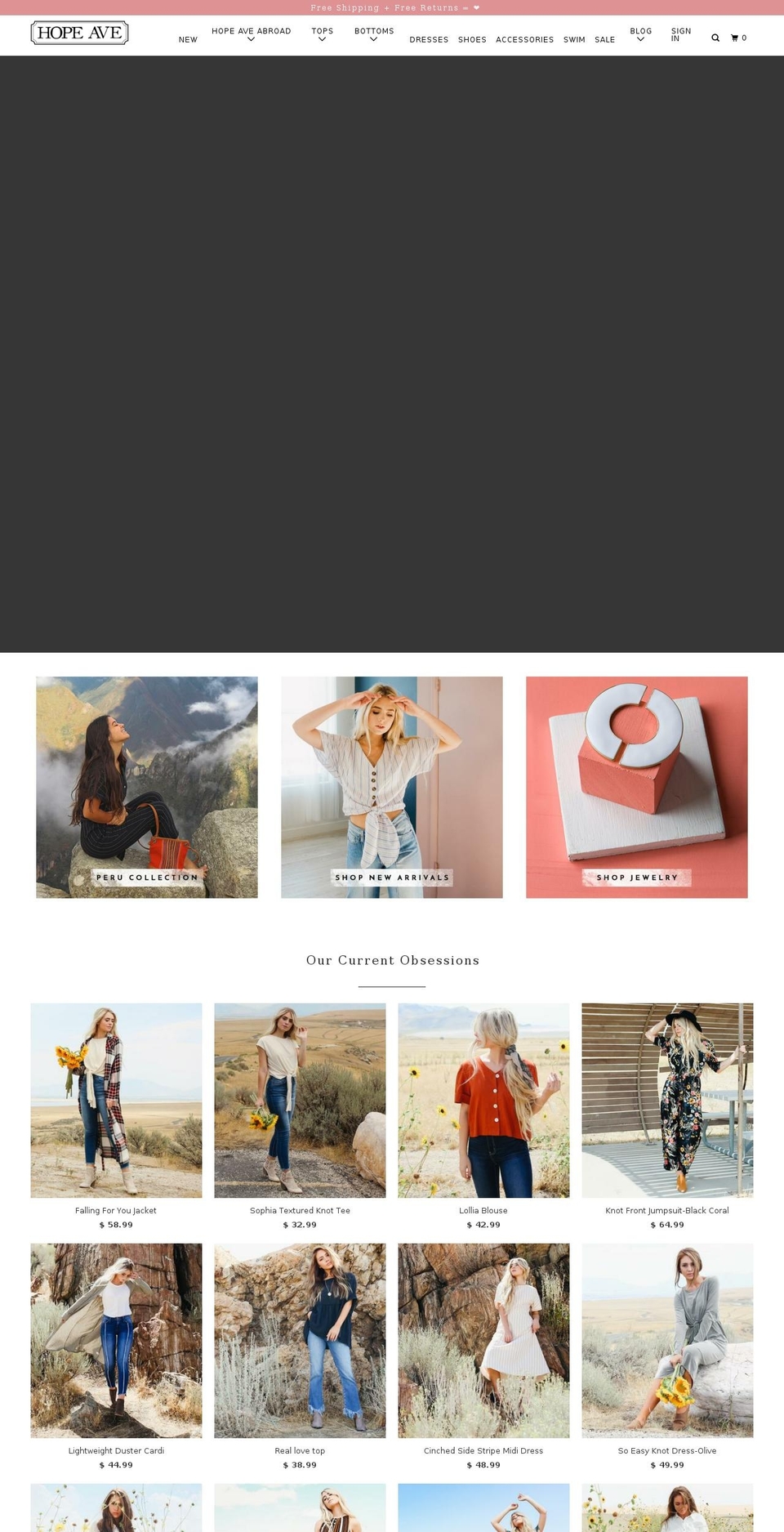 hopeaveclothing.com shopify website screenshot