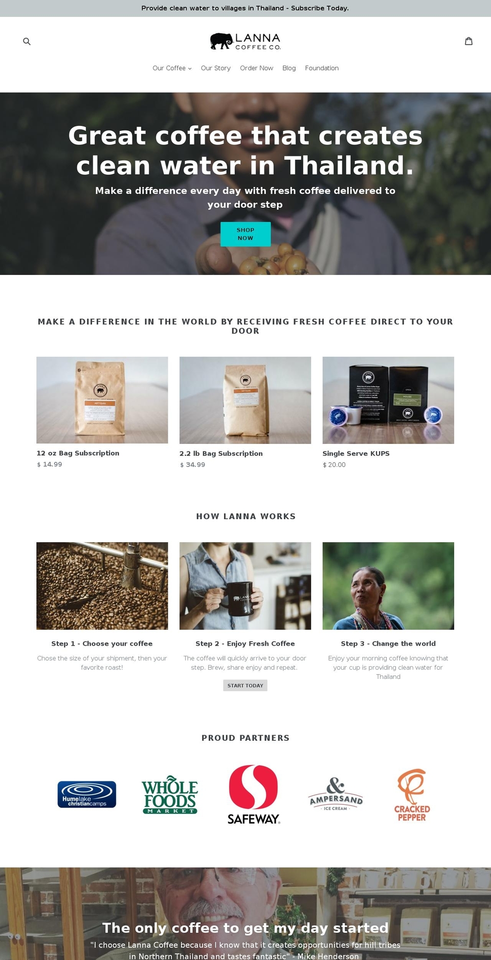 hopeforthehilltribes.com shopify website screenshot