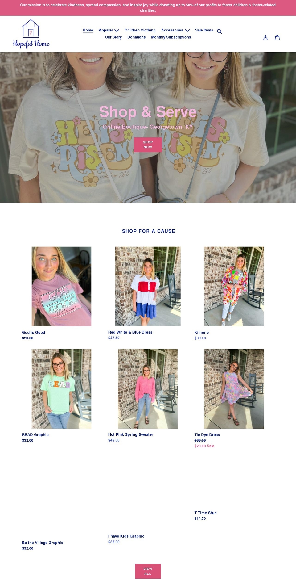 hopefulhome.org shopify website screenshot