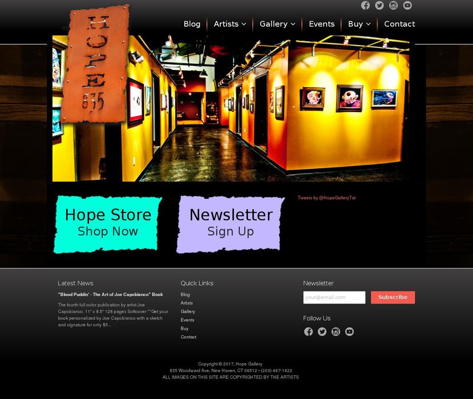hopegallerytattoo.com shopify website screenshot
