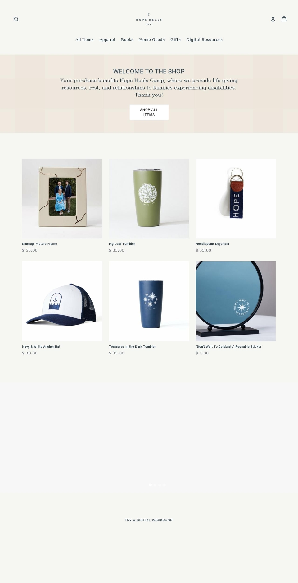 hopehealsshop.myshopify.com shopify website screenshot