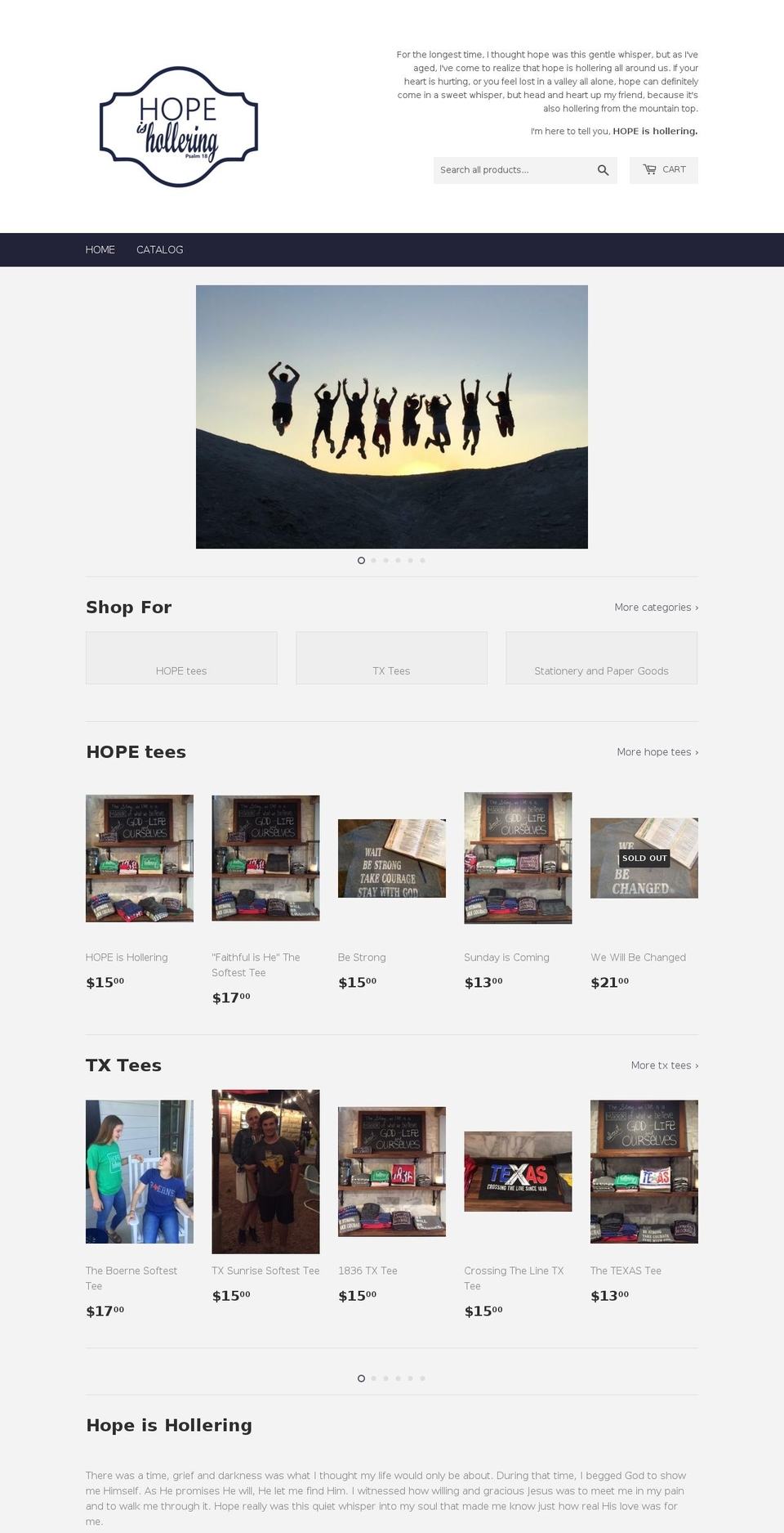 hopeishollering.com — Shopify storefront screenshot