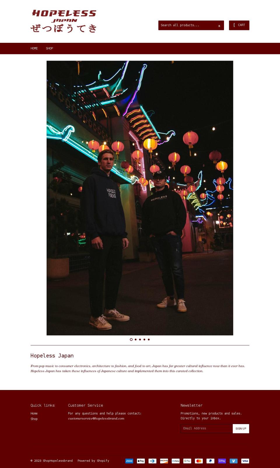 hopelessbrand.com — Shopify storefront screenshot