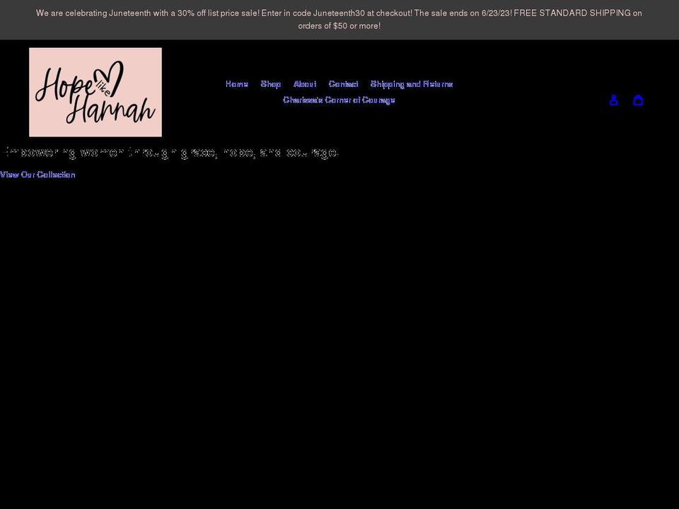 hopelikehannah.com shopify website screenshot