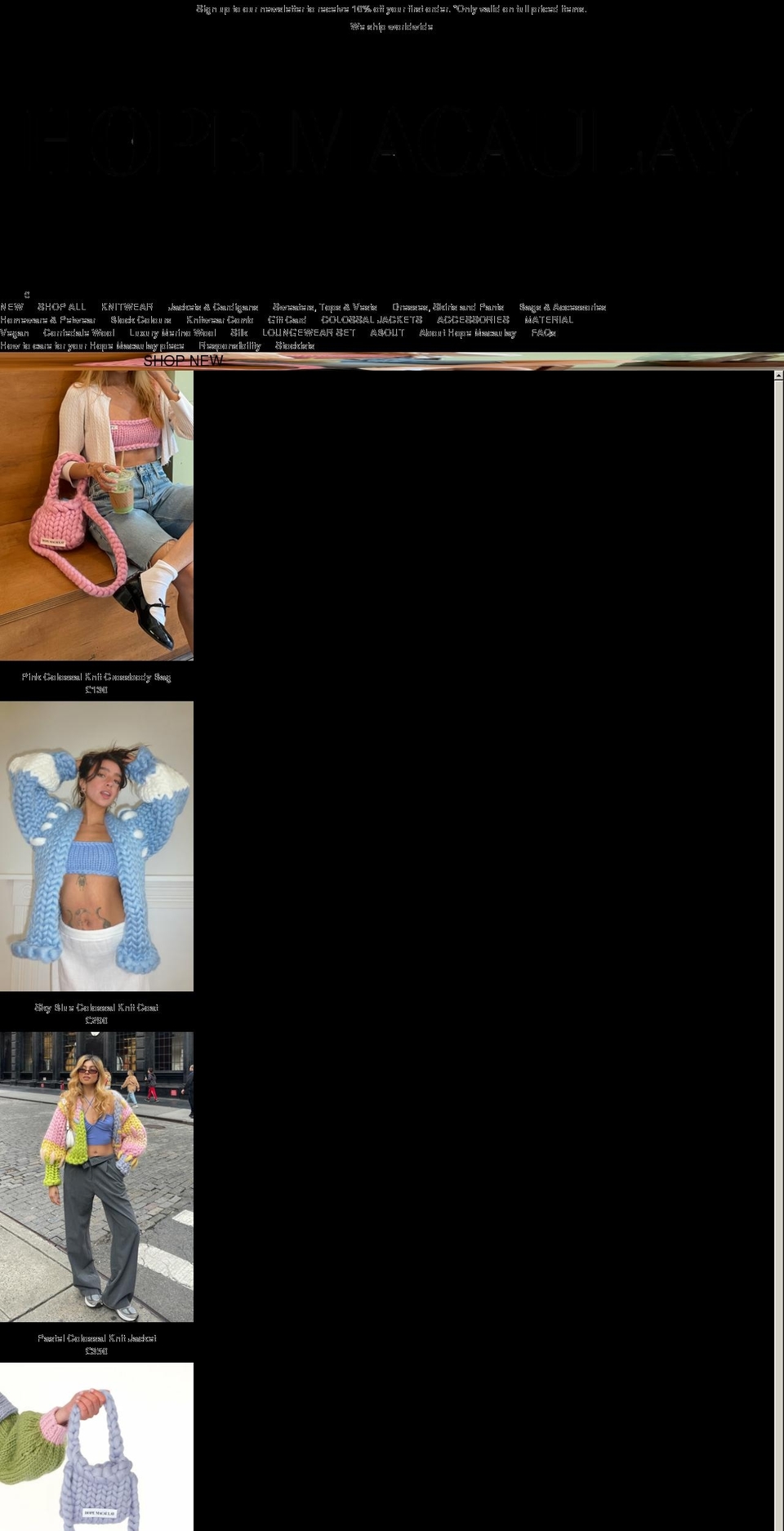 hopemacaulay.com shopify website screenshot