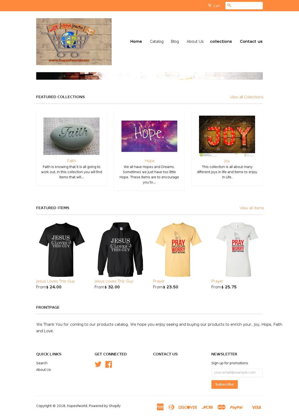 hopeofworld.com — Shopify storefront screenshot