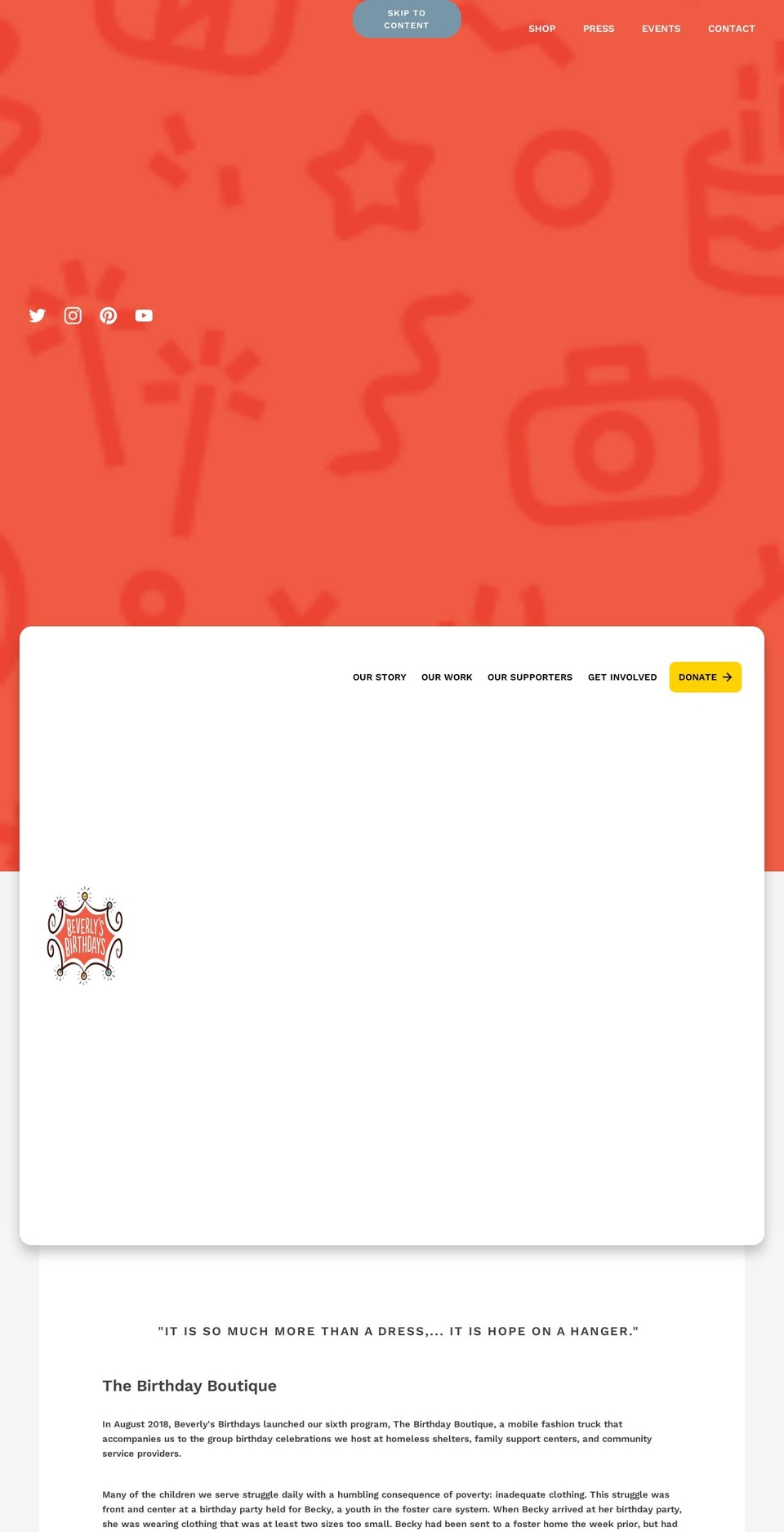hopeonahanger.org shopify website screenshot